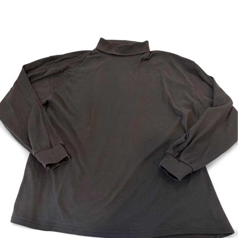 Vintage Hanes Her Way Black Turtleneck Long Sleeve Mock Neck Top Large
